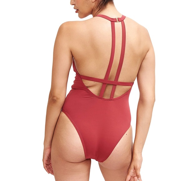 Sauipe High Neck Red One Piece Swimsuit - Picture 2 of 8